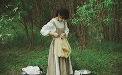 Delantal de lino y algodón Jeannette