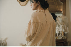 Vestido largo holgado de lino y algodón Tina