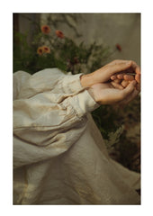 Vestido de lino y algodón Sherry con mangas largas y volantes