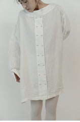Alisha Linen Cotton Double Breasted Bishop Long Sleeve Shirt