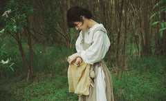 Delantal de lino y algodón Jeannette