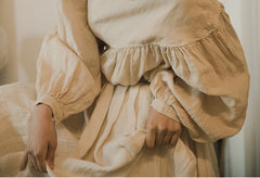 Vestido largo holgado de lino y algodón Tina