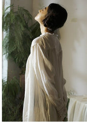 Vestido largo vintage de lino y algodón Tracy