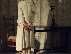 Vestido largo de lino y algodón Suzanne