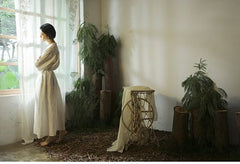 Vestido largo vintage de lino y algodón Tracy