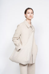 Tailored Linen Blend Blazer with Belted Waist and Wide Lapel – Lightweight Summer Outerwear