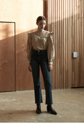 High-Waisted Straight Leg Denim Pants for Women – Premium Cotton Jeans with Timeless Silhouette