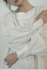 Alisha Linen Cotton Double Breasted Bishop Long Sleeve Shirt