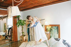 Vestido midi sin mangas de lino y algodón Marissa