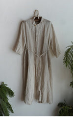 Marie Linen Cotton Long Sleeve Maxi Dress