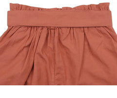 High-Rise Linen Shorts With Pleated Front and Statement Belt Detail
