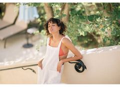 Linen Wide-Leg Jumpsuit with Shoulder Tie Straps and Oversized Patch Pockets