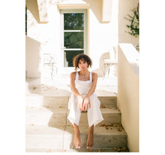 Linen Wide-Leg Jumpsuit with Shoulder Tie Straps and Oversized Patch Pockets