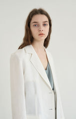 Long-Sleeve Linen Blazer With Tailored Notch Lapels And Button Front For Structured Layering