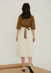 Tailored Linen Blouse With Half Sleeves And Waist Tie For Elevated Everyday Styling