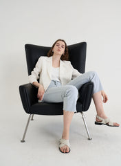 Long-Sleeve Linen Blazer With Tailored Notch Lapels And Button Front For Structured Layering