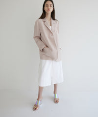 Long-Sleeve Linen Blazer With Notch Lapels And Front Pockets For Soft-Structured Elegance