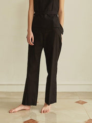 Straight-Leg Linen Pants With Tailored Waistband And Side Pockets For Effortless Styling