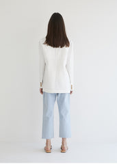 Long-Sleeve Linen Blazer With Tailored Notch Lapels And Button Front For Structured Layering