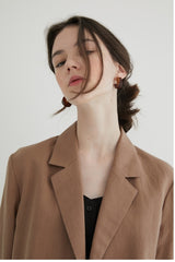 Tailored Women's Linen Blazer with Classic Notch Lapel and Double-Button Front Closure