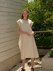 Sleeveless A-Line Linen Dress for Women with Clean Seams and Relaxed Fit for Warm Weather