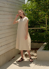 Sleeveless A-Line Linen Dress for Women with Clean Seams and Relaxed Fit for Warm Weather