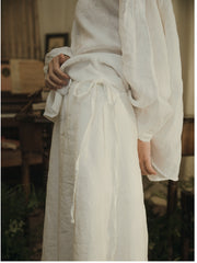 Falda larga globo de lino y algodón Teresa