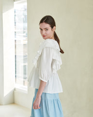 Tiered Linen Midi Skirt with Flowy Silhouette – Lightweight Summer Skirt with Elastic Waist