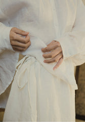 Falda larga globo de lino y algodón Teresa