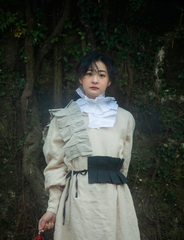 Bufanda plisada de lino y algodón