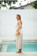 Linen Tie-Front Jumpsuit with Wide-Leg Cut and Adjustable Shoulder Straps