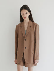 High-Waisted Women's Linen Shorts with Front Button Closure and Tailored Fit