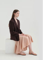 Women's Relaxed Fit Linen Blazer with Single-Breasted Front and Notch Lapel Design