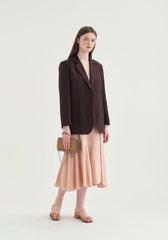 Women's Relaxed Fit Linen Blazer with Single-Breasted Front and Notch Lapel Design