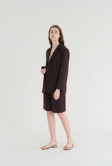 Women's Relaxed Fit Linen Blazer with Single-Breasted Front and Notch Lapel Design