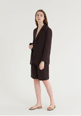 Women's Relaxed Fit Linen Blazer with Single-Breasted Front and Notch Lapel Design