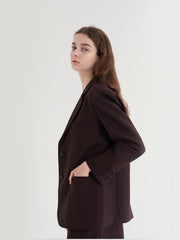 Women's Relaxed Fit Linen Blazer with Single-Breasted Front and Notch Lapel Design