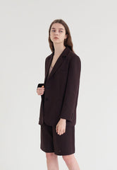 Women's Relaxed Fit Linen Blazer with Single-Breasted Front and Notch Lapel Design