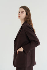 Women's Relaxed Fit Linen Blazer with Single-Breasted Front and Notch Lapel Design