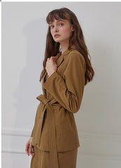 High-Waisted Linen Midi Skirt with Front Slit and Clean Seams for Effortless Elegance