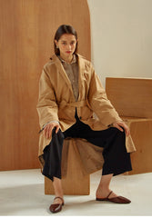 Belted Longline Linen Blazer for Women with Notch Collar and Deep Pockets – Lightweight Outerwear