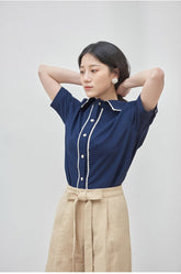 High-Waisted Linen Blend Shorts with Self-Tie Belt and Pleated Front Detailing