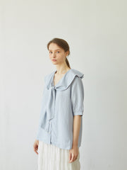 Pleated Linen Midi Skirt with Textured Panels and Flared Hem for Feminine Movement