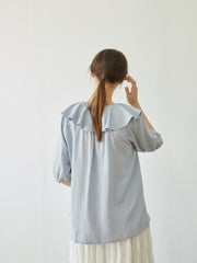 Pleated Linen Midi Skirt with Textured Panels and Flared Hem for Feminine Movement