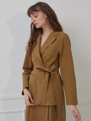 High-Waisted Linen Midi Skirt with Front Slit and Clean Seams for Effortless Elegance