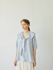 Pleated Linen Midi Skirt with Textured Panels and Flared Hem for Feminine Movement