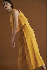 Wide Leg Linen Pants With Relaxed Fit And Cropped Length