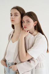 Long-Sleeve Linen Blazer With Notch Lapels And Front Pockets For Soft-Structured Elegance