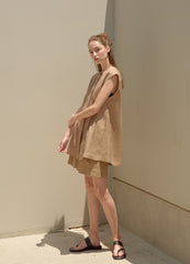 Sleeveless Linen Top for Women with Minimalist Boxy Cut and Lightweight Summer Comfort