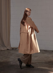 Utility-Inspired Linen Shirt Blazer Dress for Women with Belted Waist and Button-Front Design